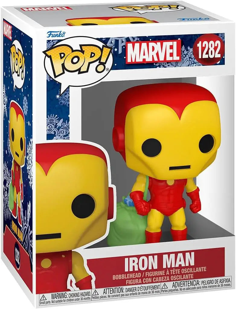 Funko Pop Marvel Holiday Iron Man #1282 vinyl figure in classic red and gold armor