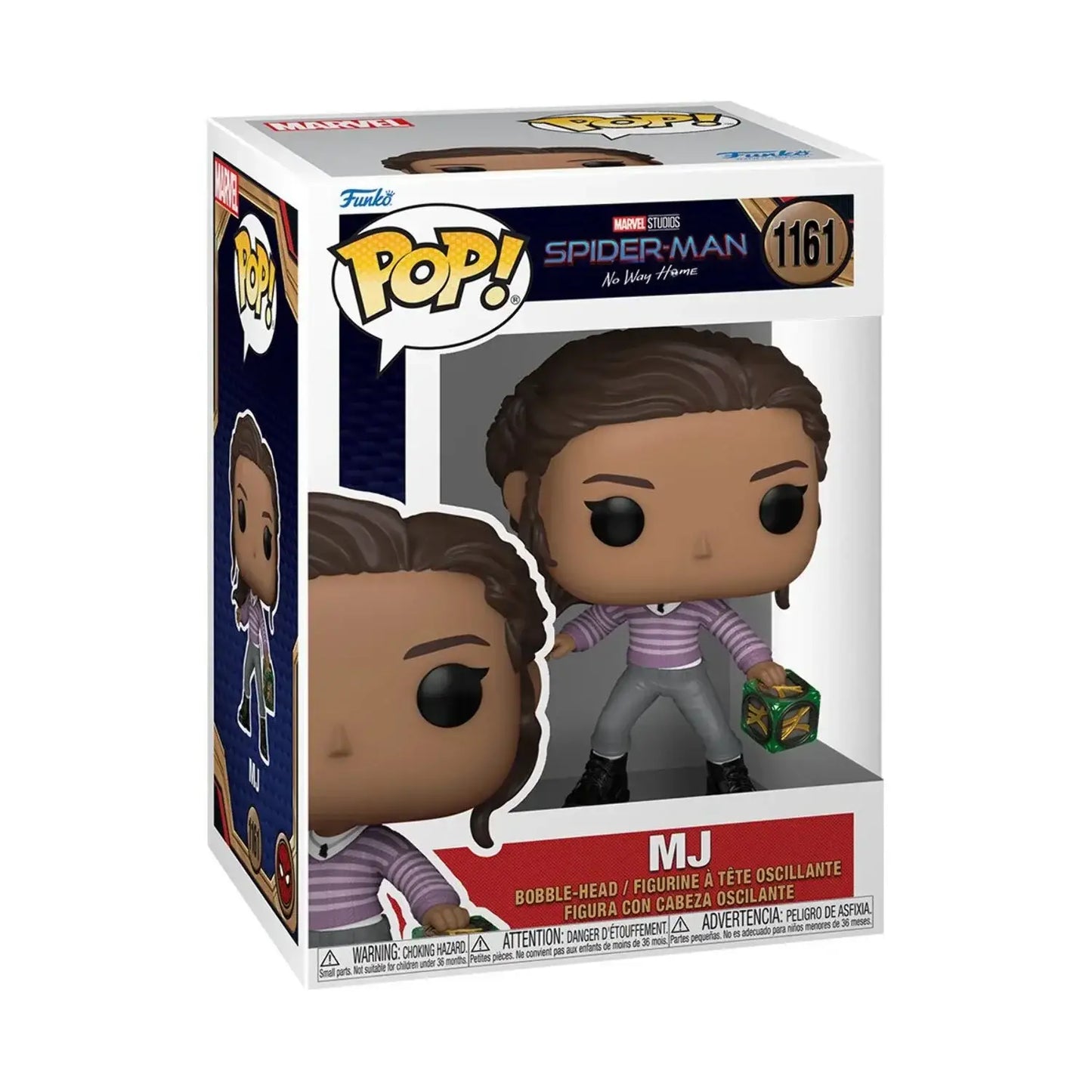 Funko Pop Marvel Spider-Man No Way Home MJ vinyl figure in purple striped shirt