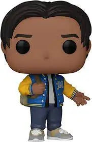 Funko Pop Ned wearing a yellow and blue varsity jacket from Spider-Man No Way Home