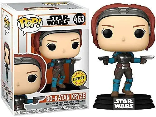 Funko Pop Star Wars Bo-Katan Kryze vinyl figure in Mandalorian armor with blasters