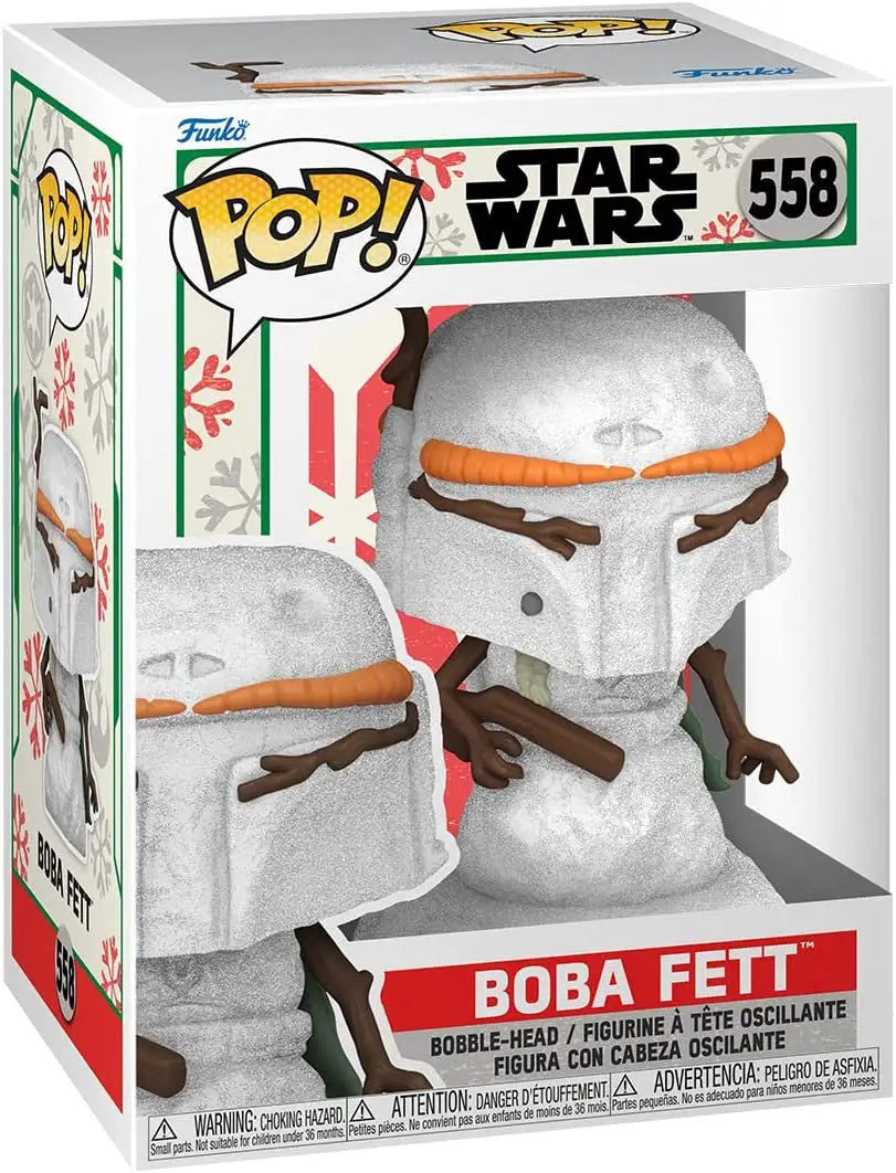 Funko Pop Boba Fett in white prototype armor from Star Wars Holiday Collection #558