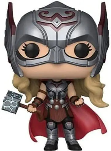 Funko Pop Thor Love and Thunder Mighty Thor #1041 figurine with helmet, cape, and hammer