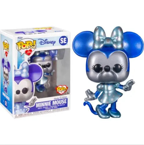 Metallic blue Funko Pop Minnie Mouse with silver bow from Funko POP! with Purpose series