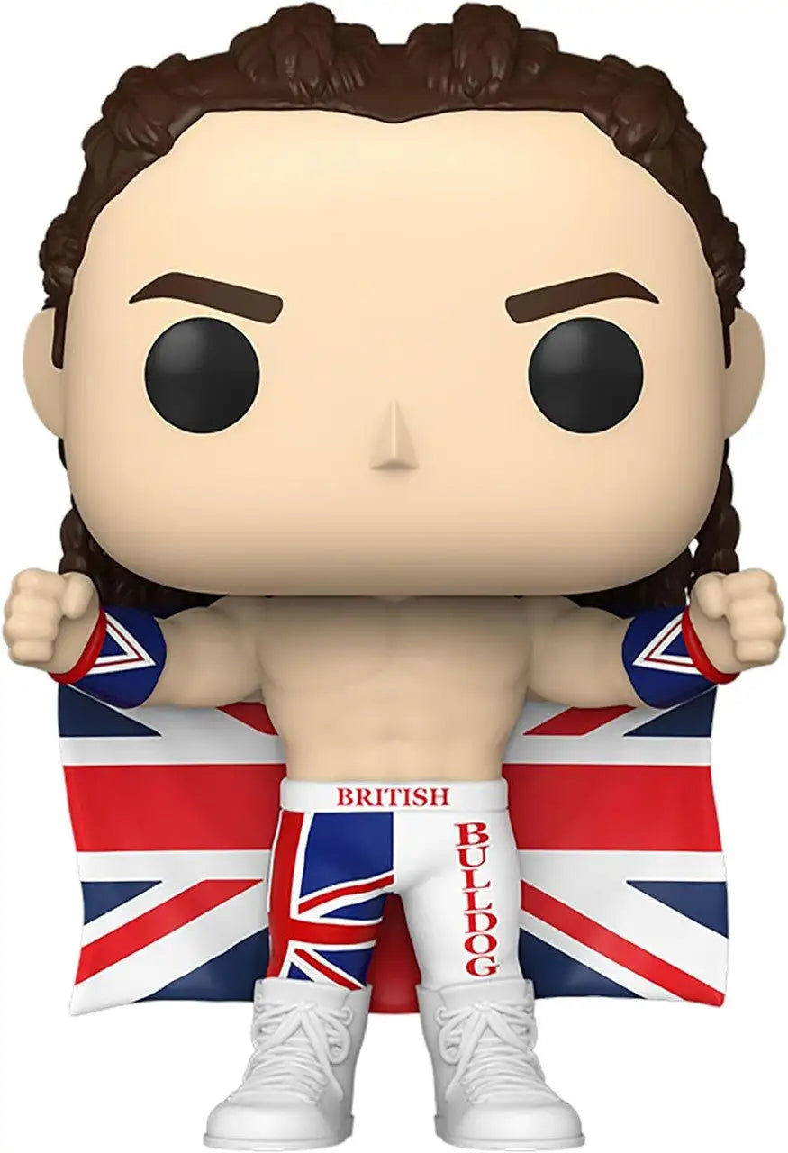 Funko Pop WWE British Bulldog #126 figurine in Union Jack-patterned outfit