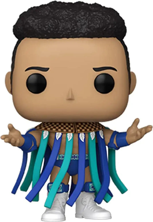 WWE Rocky Maivia Funko Pop figurine with colorful ribbons attached to its arms