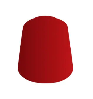 Red cylindrical tapered hat for Games Workshop Citadel Paint, ideal for painting football cards