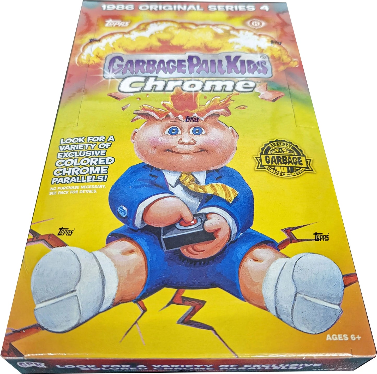 Garbage Pail Kids Chrome trading card box featuring cartoon character cover art