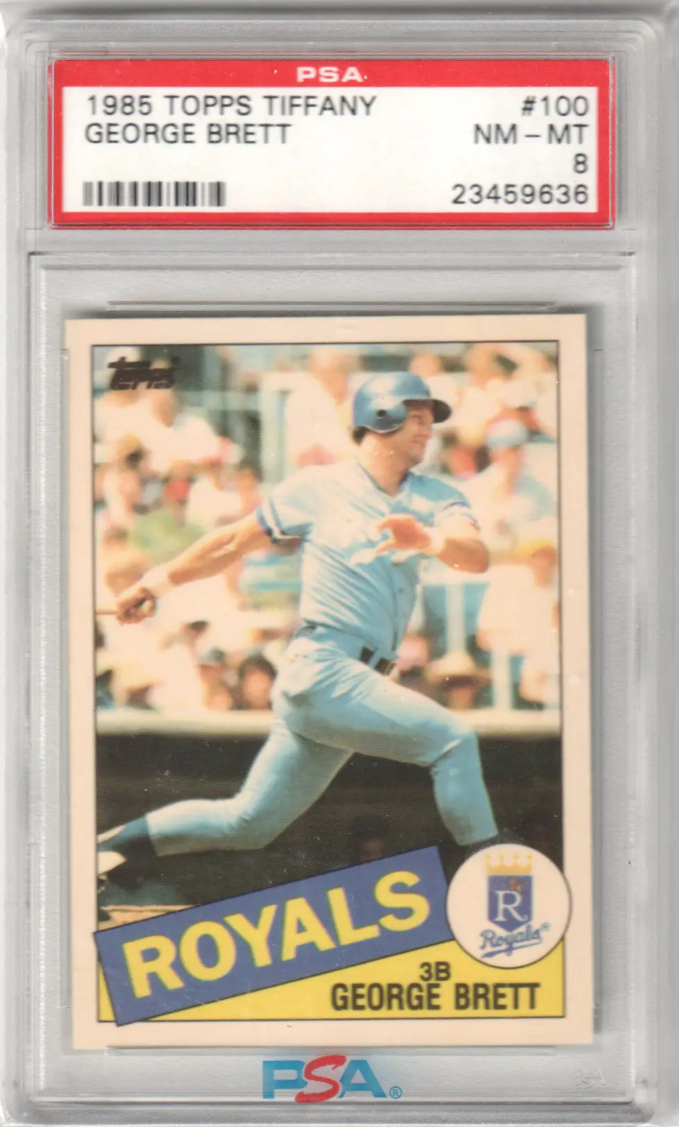 PSA-graded 1985 Topps Tiffany George Brett baseball card for Columbia Hobby collectors