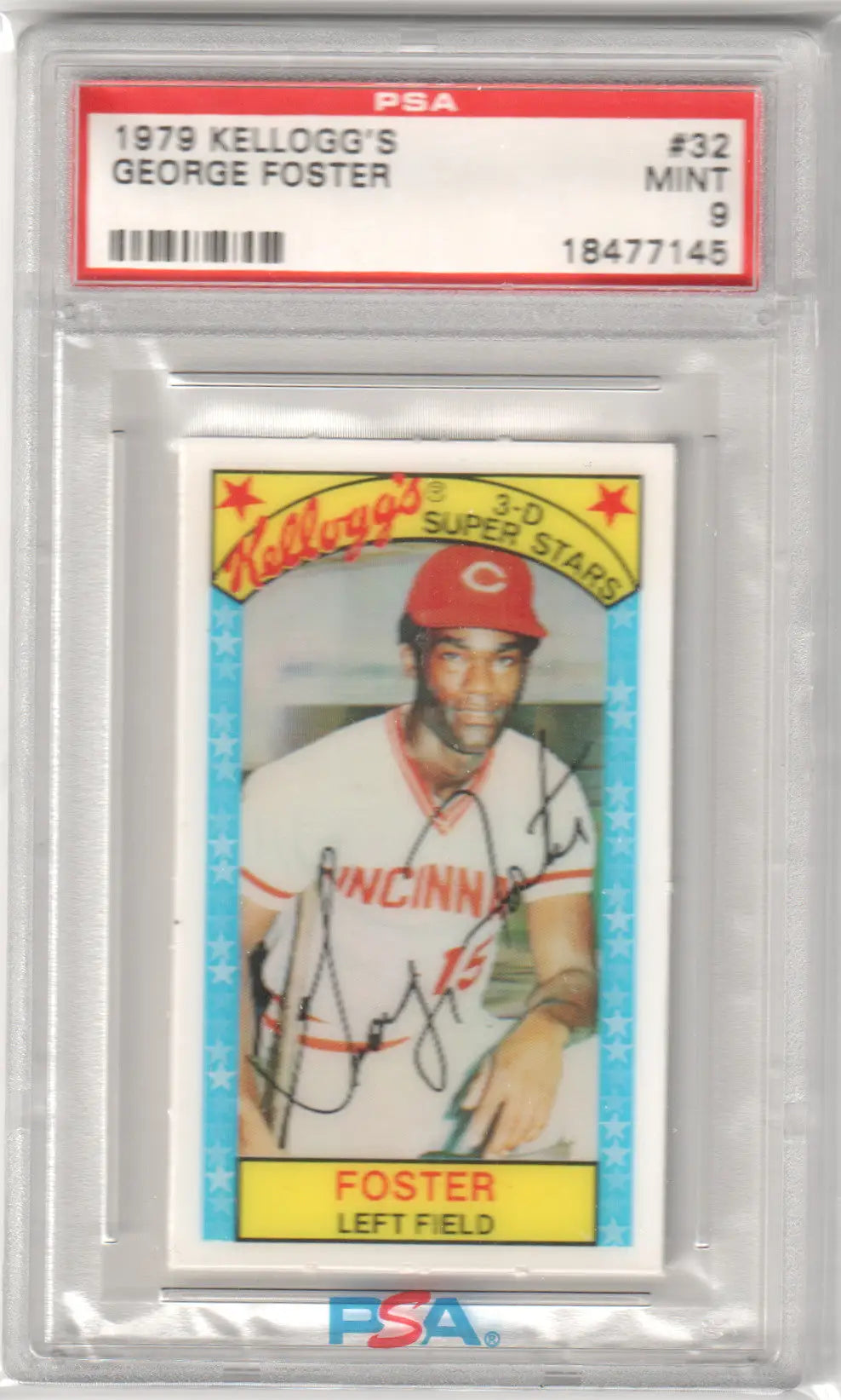 GEORGE FOSTER 1979 Kellogg’s 3D Super Stars #32 PSA 9 MINT - REDS - Graded Sports Cards