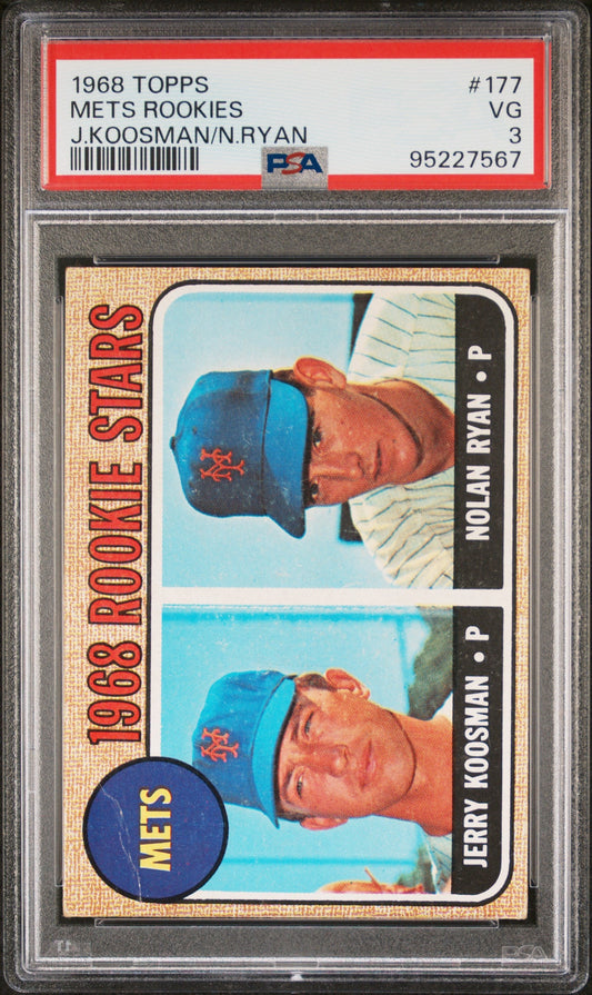 1968 Topps Mets Rookie Stars card of Nolan Ryan graded PSA 3 Very Good in holder