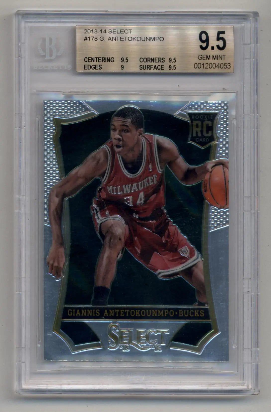 Graded BGS 9.5 Gem Mint Giannis Antetokounmpo Select Rookie basketball card