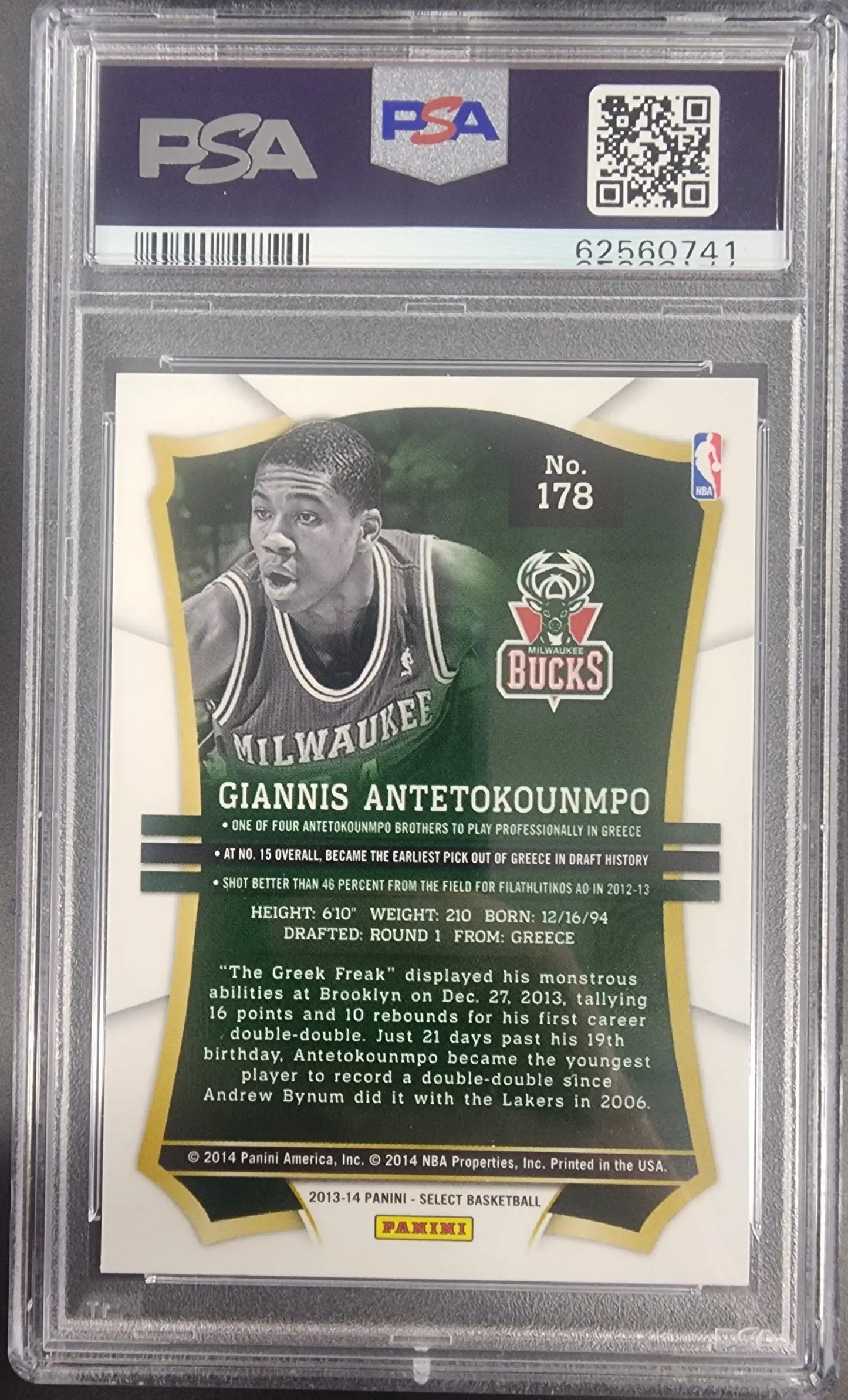 PSA-graded Giannis Antetokounmpo trading card in Gem Mint condition