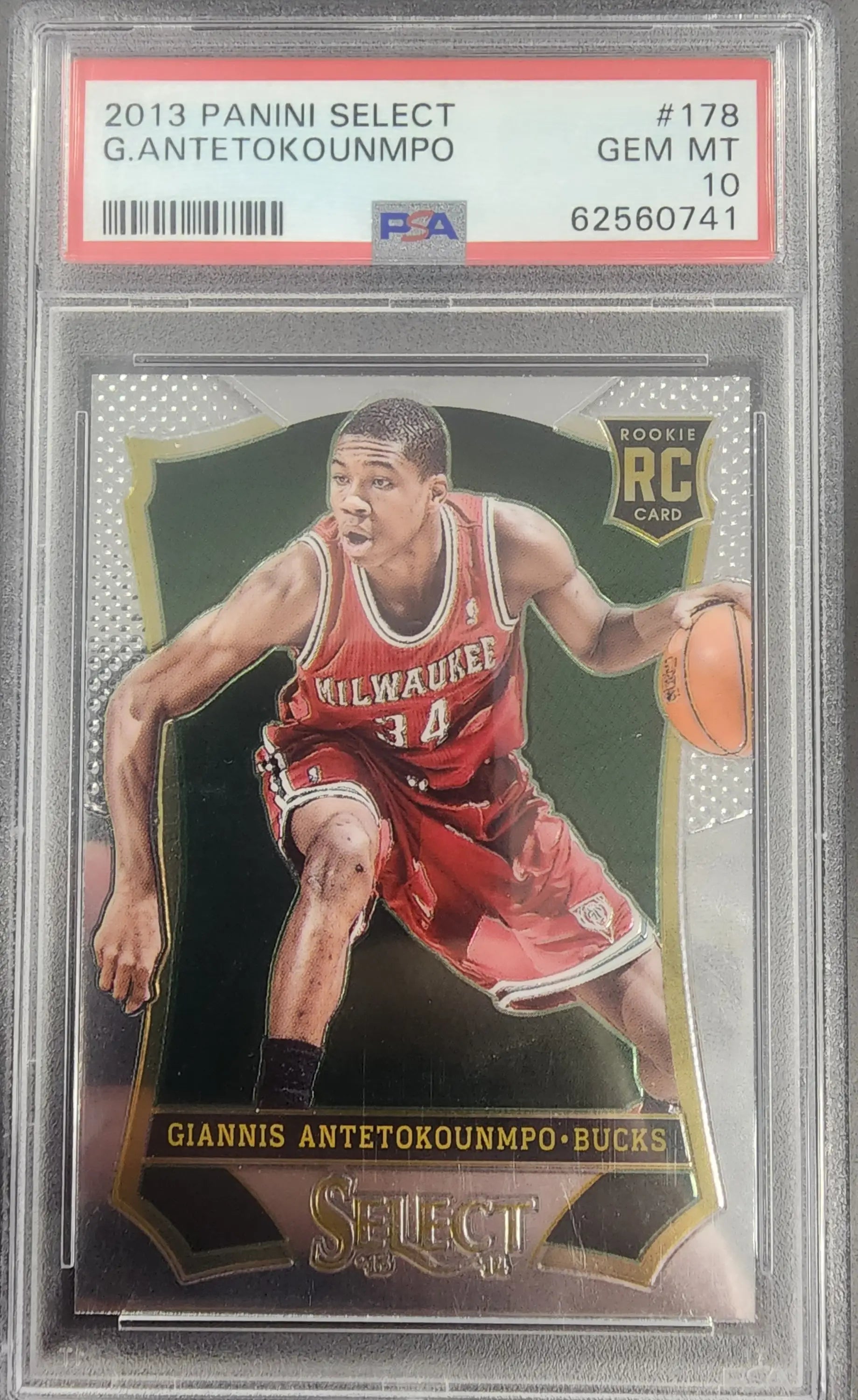 PSA-graded Giannis Antetokounmpo 2013 Select #178 Gem Mint rookie trading card