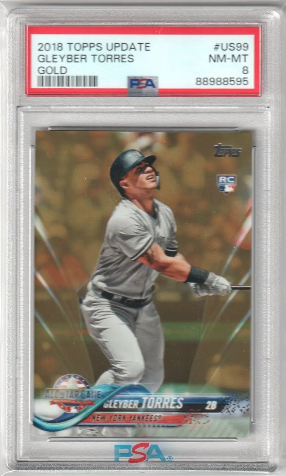 PSA-graded Gleyber Torres 2018 Topps Update Gold RC Rookie in protective case from Columbia Hobby