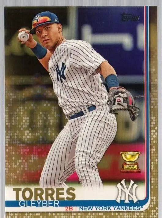 Gleyber Torres 2019 Topps Series 1 Rookie Cup Gold Parallel SP throwing a ball