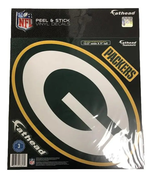 NFL Green Bay Packers logo decal in packaging for dry wall or NFL Fatheads® display