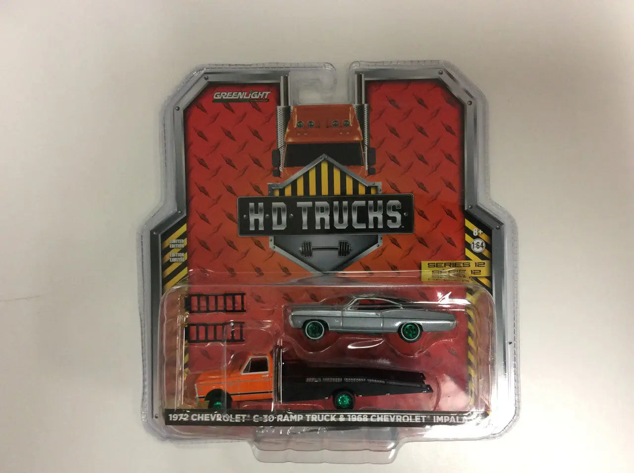 Packaged toy car set of 1972 Chevy C-30 Ramp and vintage vehicle with heavy duty trucks theme