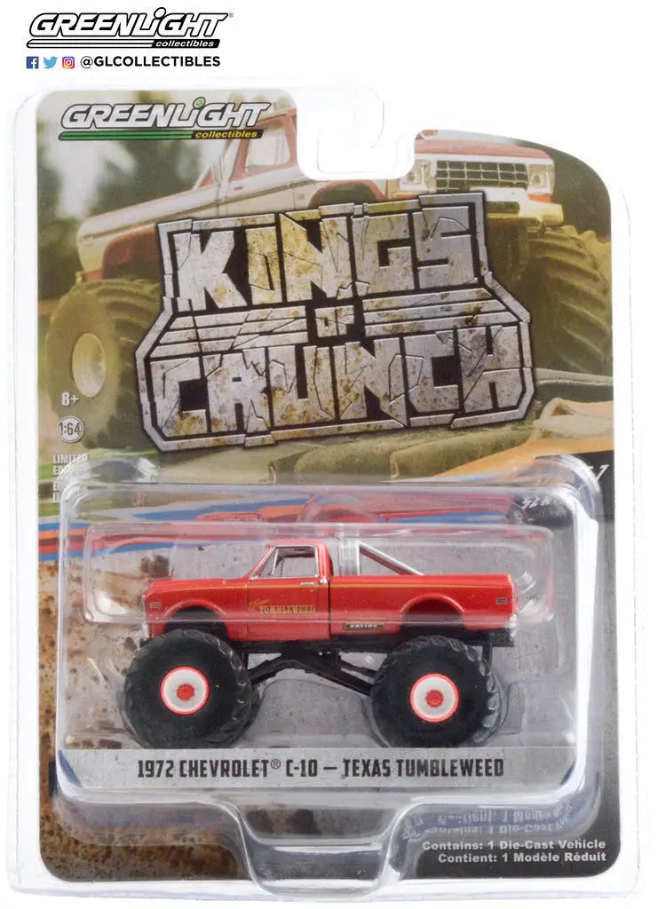 Red Chevrolet C-10 Texas Tumbleweed monster truck model with oversized wheels