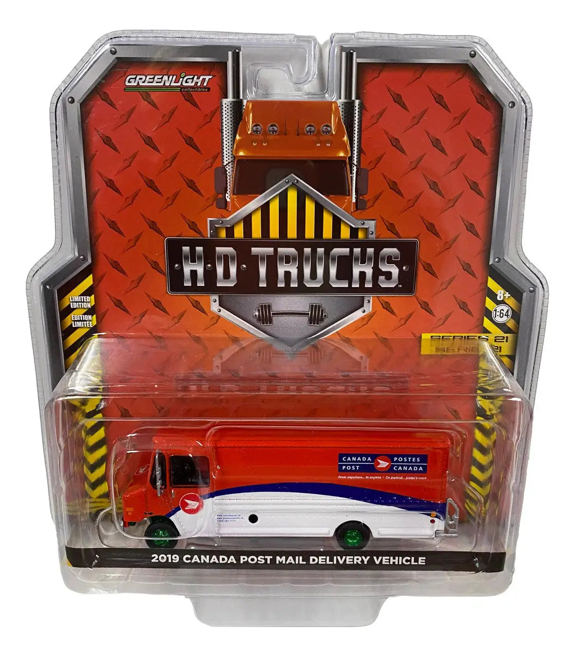 Die-cast model of Canada Post mail delivery vehicle in packaging from Greenlight series