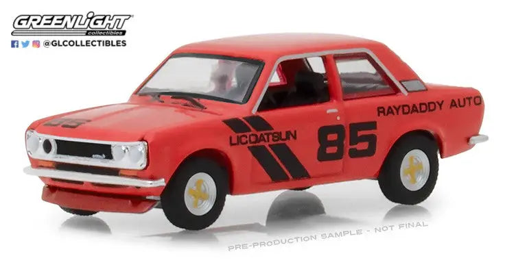 Red vintage racing car model 85 from Greenlight Tokyo Torque Raydaddy Auto Datsun 510