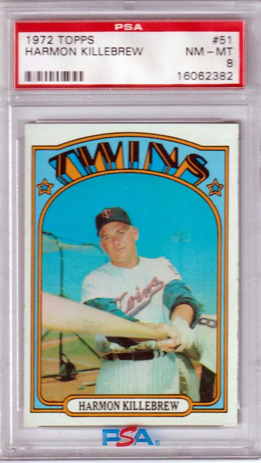 Harmon Killebrew 1972 Topps #51 PSA 8 NM-MT Minnesota Twins single card from Columbia Hobby