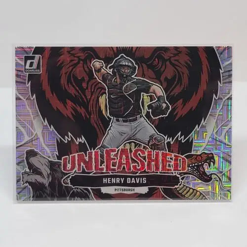 Henry Davis 2023 Donruss Unleashed Vector Parallel card with player silhouette and flames