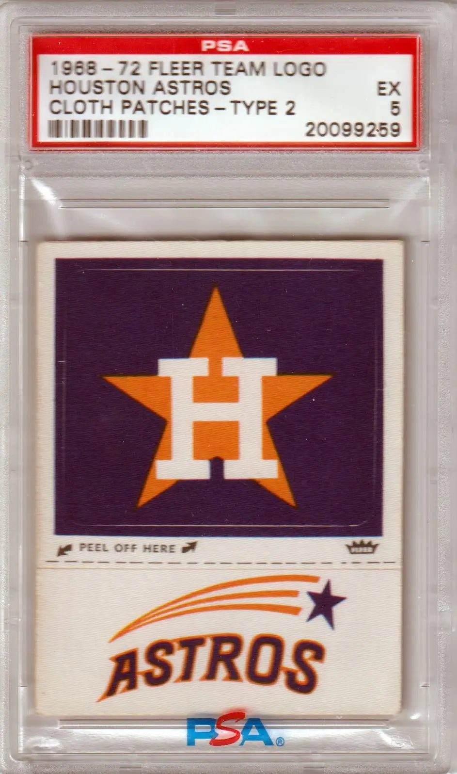 PSA-graded 1969-72 Fleer Team Logo Cloth Patch featuring Houston Astros logo