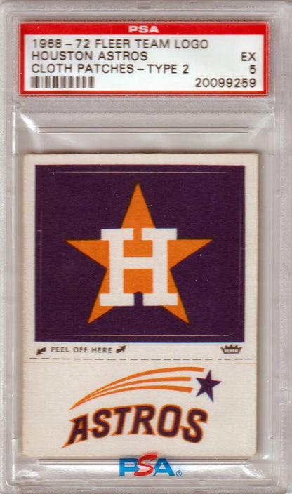 PSA-graded 1969-72 Fleer Team Logo Cloth Patch featuring Houston Astros logo