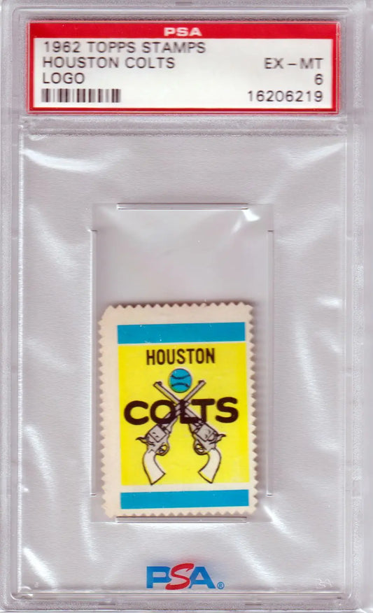 1952 Topps Houston Colts Stamps Logo PSA 6 EX-MT with crossed pistols design