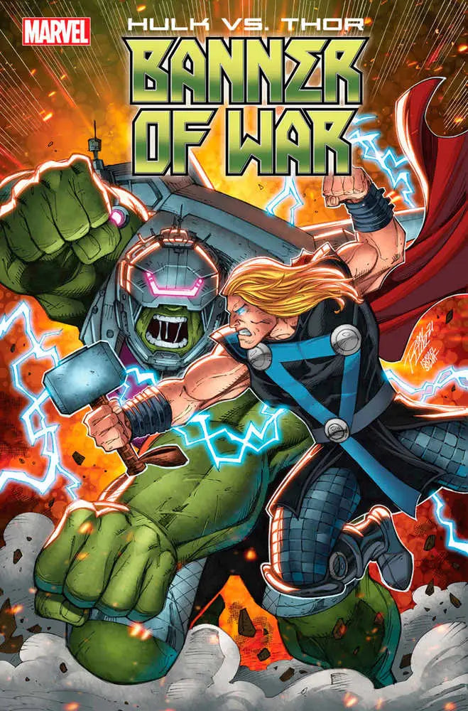 Hulk vs Thor Banner War Alpha #1 Ron Lim Variant comic book cover with epic battle scene