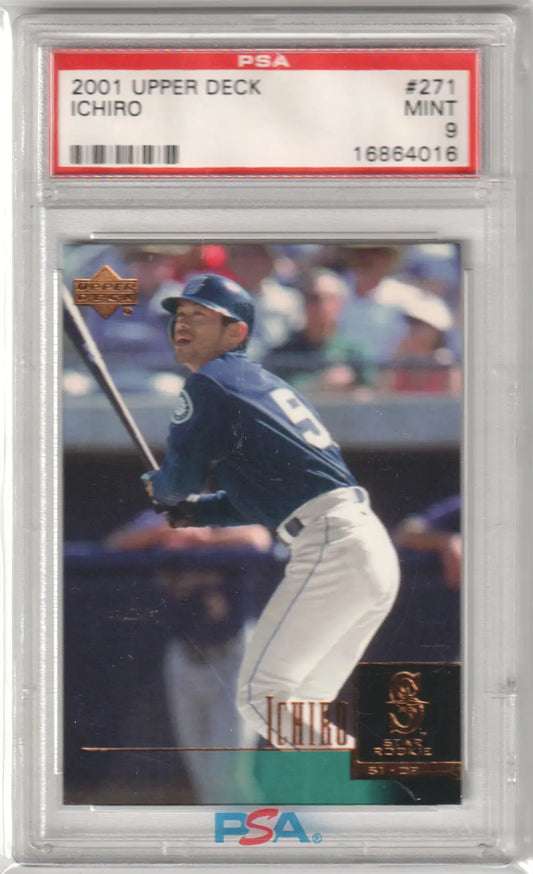 Graded Ichiro baseball card from Upper Deck RC Rookie #271 PSA 9 Mint - Columbia Hobby