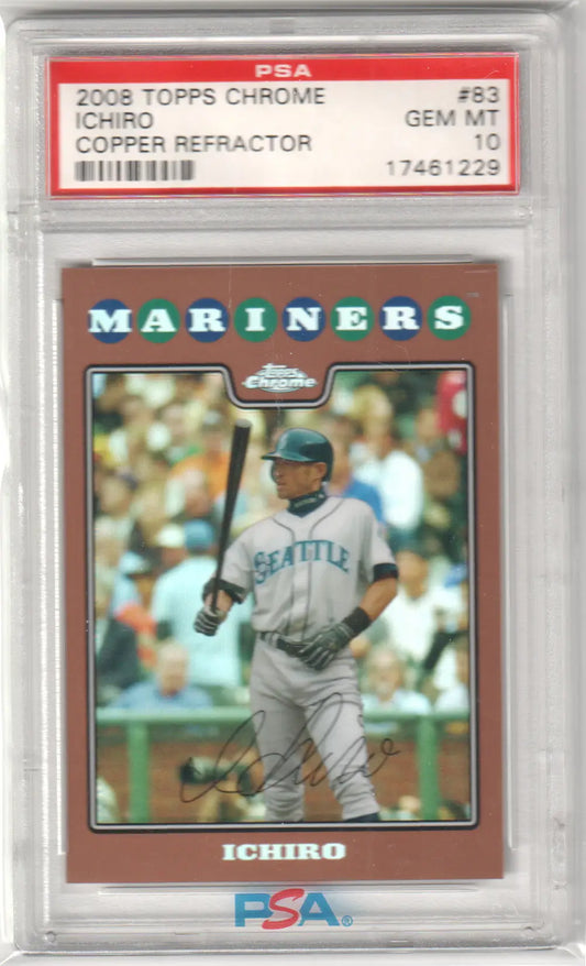 Graded Ichiro baseball card ICHIRO 2008 Topps Chrome Copper Refractor PSA 10 GEM MINT