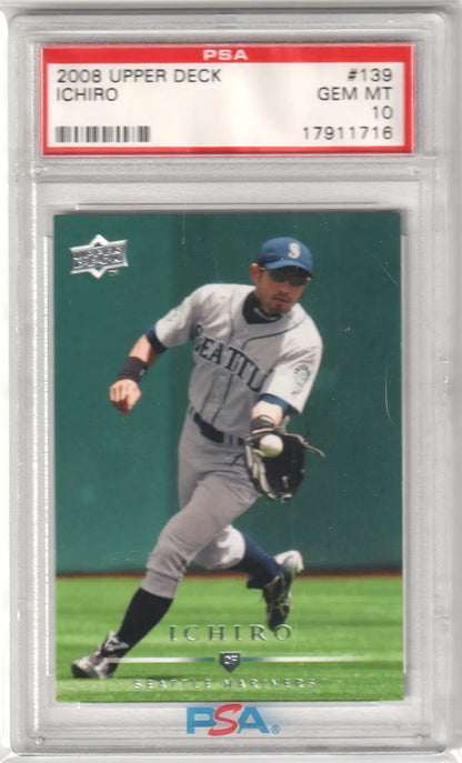 Graded Ichiro 2008 Upper Deck #139 PSA 10 Gem Mint Trading Card from Columbia Hobby