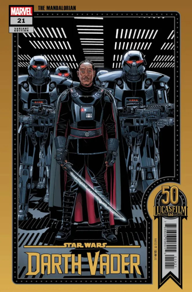 Star Wars Darth Vader flanked by droids on Marvel Comics Crimson Reign #21 cover