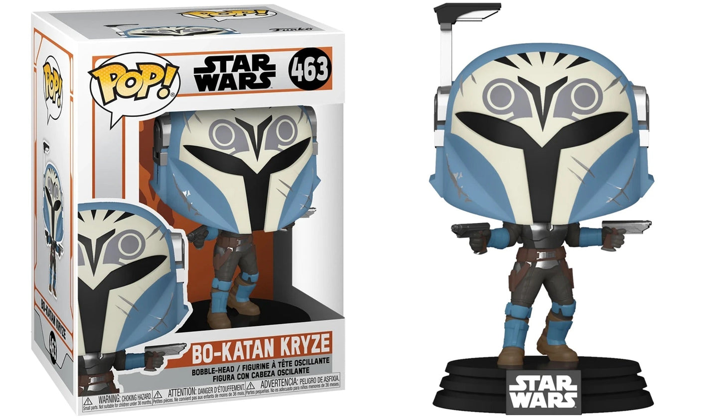 Funko Pop Bo-Katan Kryze Star Wars figure in Mandalorian armor with blue and silver helmet