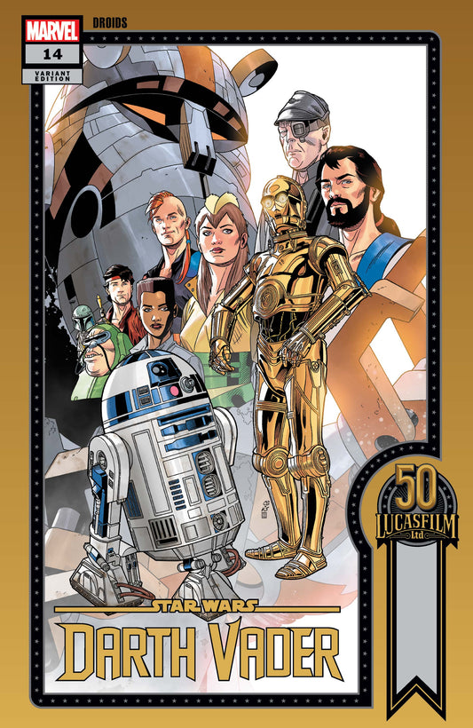 Comic book cover of Marvel Comics Star Wars Darth Vader Droids Variant Edition with R2-D2 and C-3PO