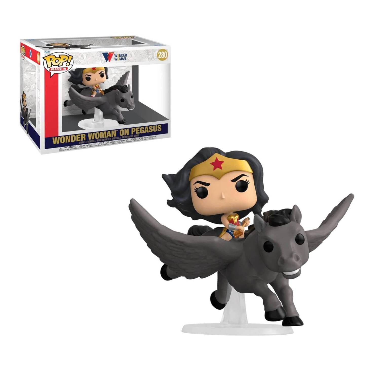 Wonder Woman 80th Funko Pop figure riding a Pegasus from the Funko Rides collection