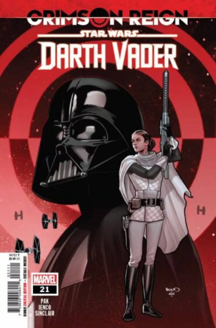 Comic book cover of Marvel Comics Crimson Reign Star Wars Darth Vader with Rebel soldier