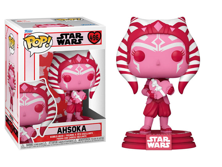 Pink and red Valentine’s Ahsoka Funko Pop from Star Wars for collectors and fans