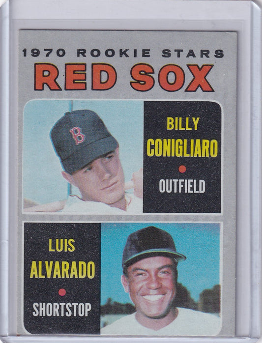 Baseball card of 1970 Topps Red Sox Rookies Billy Conigliaro and Luis Alvarado RC