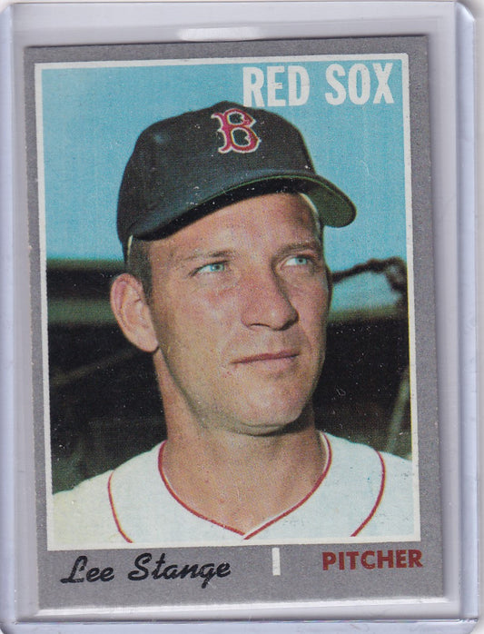 Baseball card of Lee Stange from the Boston Red Sox in 1970 Topps Baseball series