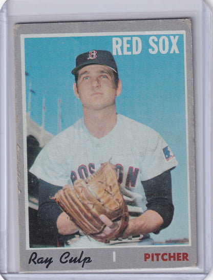 Boston Red Sox Topps Baseball card of Ray Culp in white uniform with glove