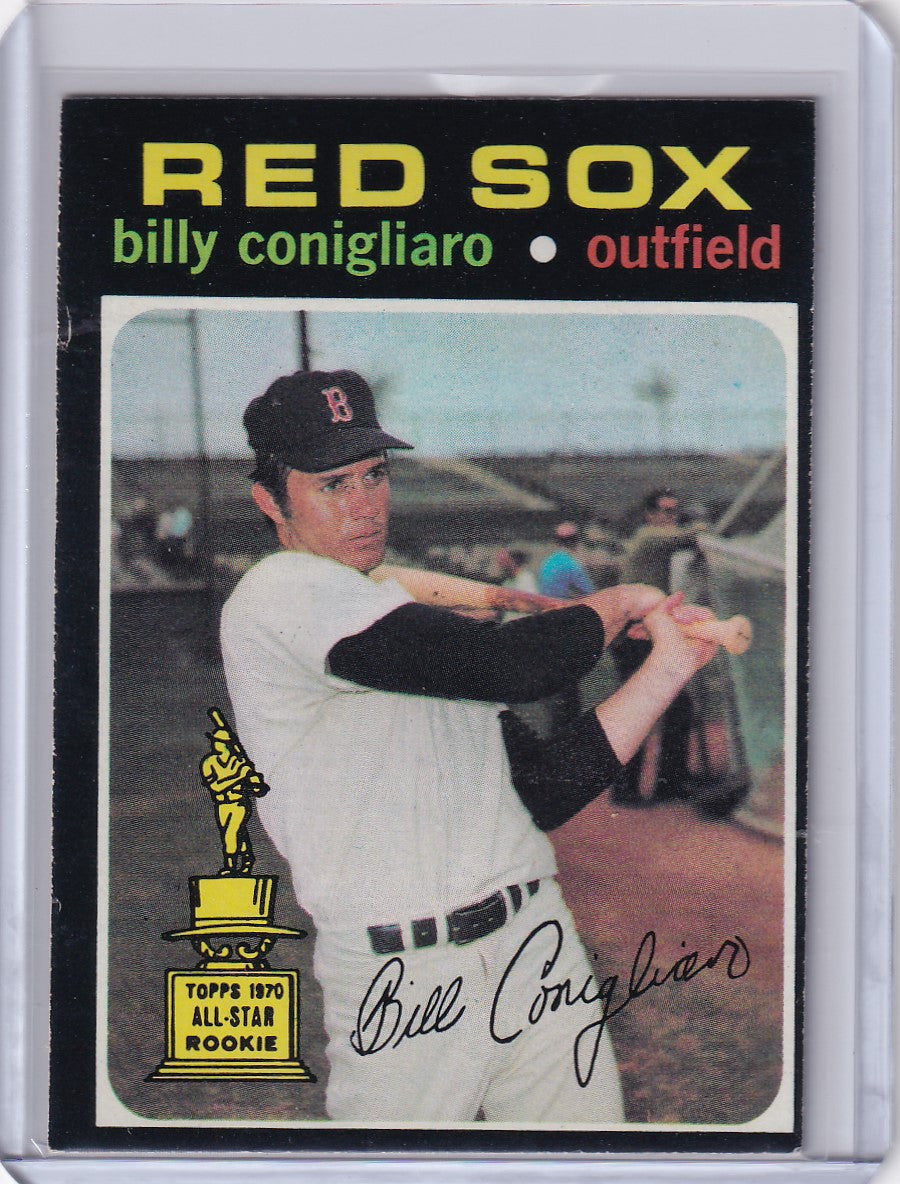 Vintage 1971 Topps Baseball card of Billy Conigliaro, Boston Red Sox outfielder