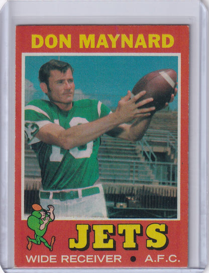 Vintage 1971 Topps Football card of Don Maynard, New York Jets wide receiver