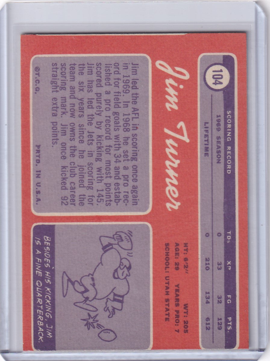 Baseball trading card of a cartoon duck with Topps Football Jim Turner New York Jets design