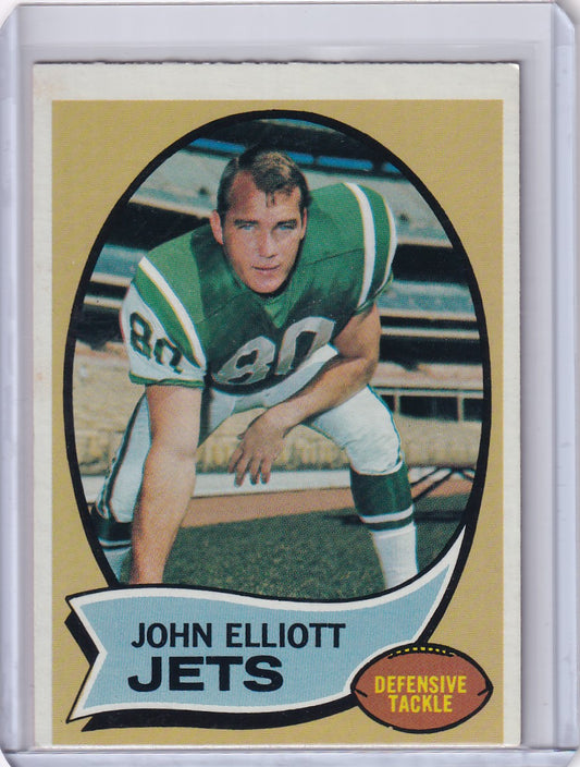 1970 Topps Football #54 John Elliott RC - New York Jets