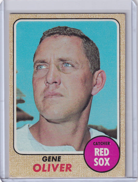 1968 Topps Baseball card of Gene Oliver playing for the Boston Red Sox