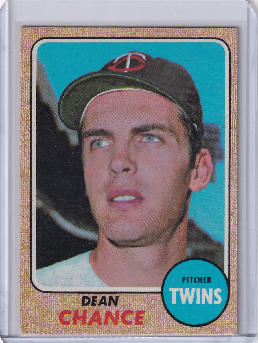 Topps Baseball card of Dean Chance from the Minnesota Twins 1968 series