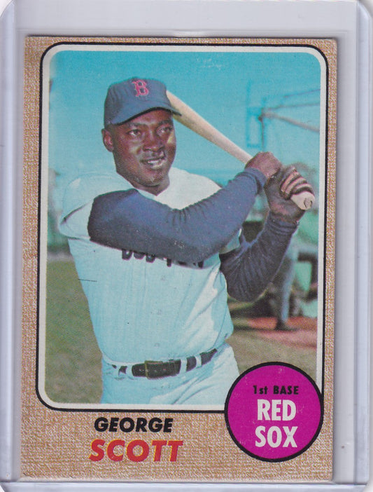 1968 Topps Baseball card of George Scott in batting stance for Boston Red Sox