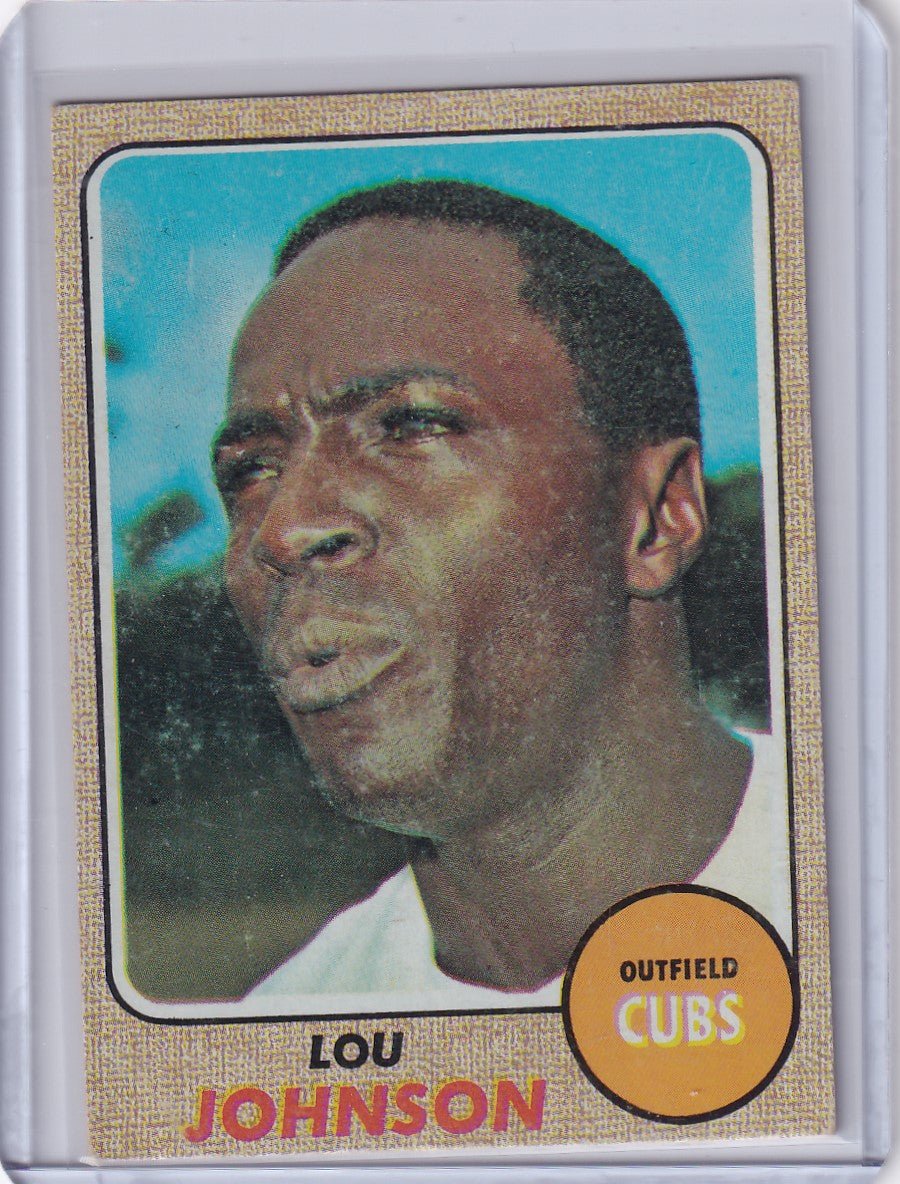 Topps Baseball card of Lou Johnson, an African American player for the Chicago Cubs